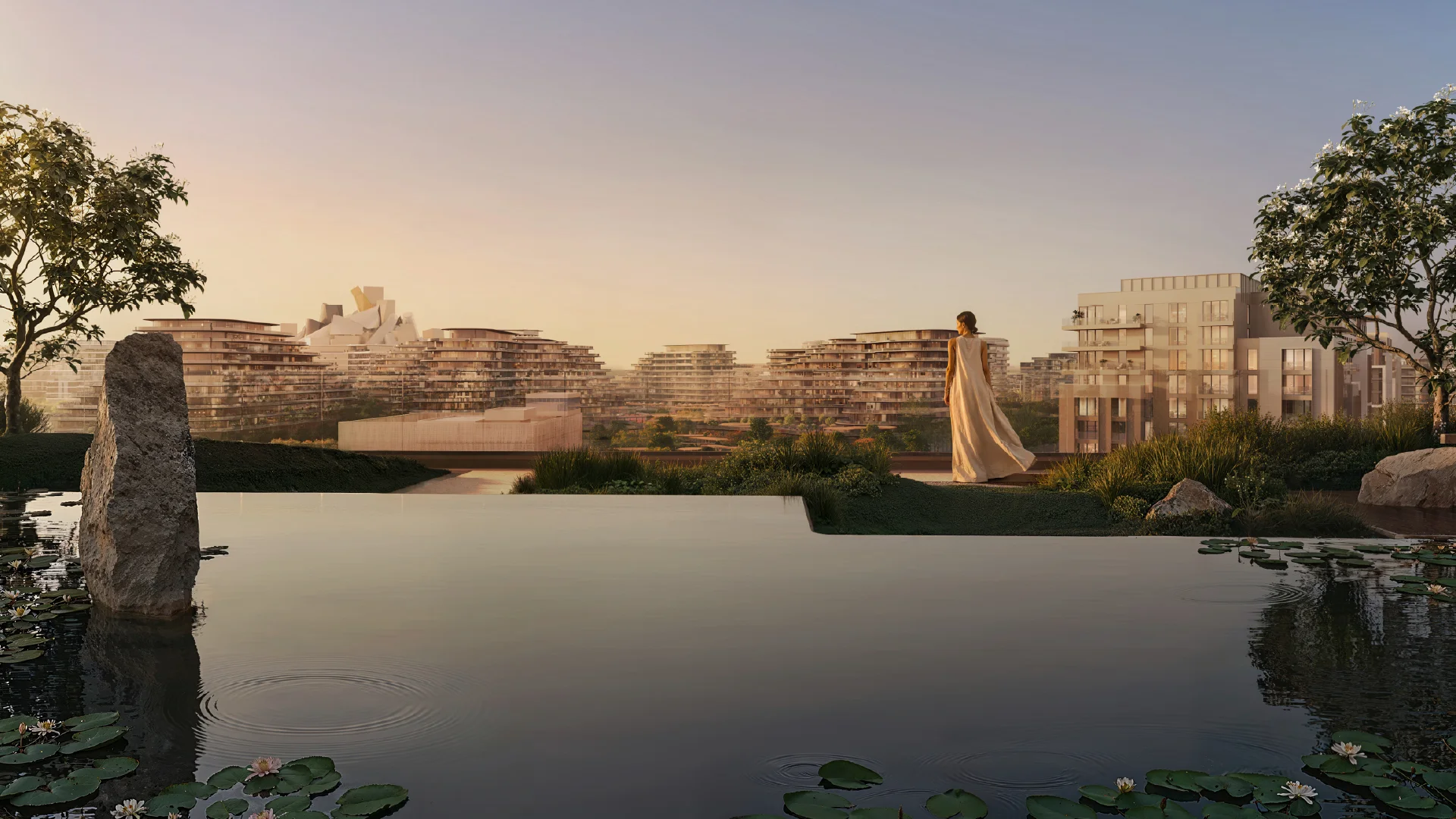 Sei Saadiyat by Aldar Serenity Pool terrace overlooking Saadiyat Cultural District on Saadiyat Island, Abu Dhabi