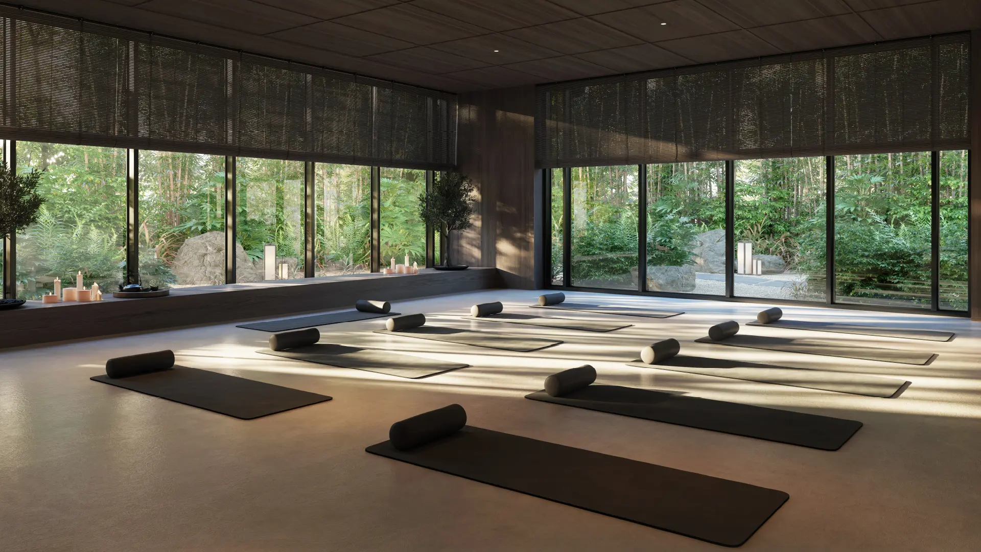 Sei Saadiyat by Aldar yoga studio overlooking a Zen Garden in Saadiyat Cultural District, Abu Dhabi